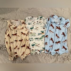 Angel Dear farm theme set of shortalls size 3-6M